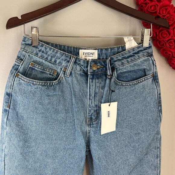 Anthropologie Evidnt Essen Relaxed Jeans Raw Hem Sz 28 Blue - Picture 2 of 12